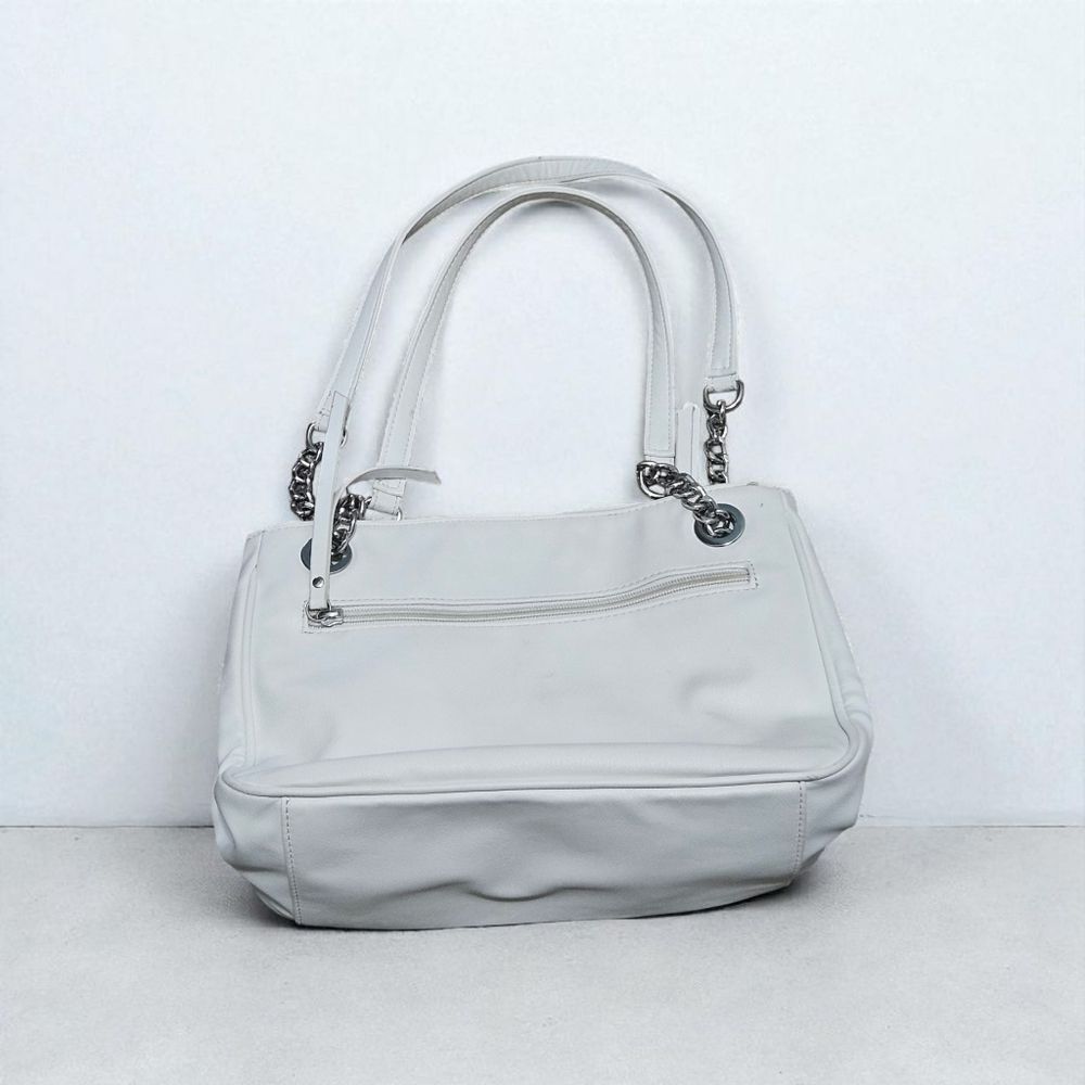NICOLE by NICOLE MILLER White Handbag with Embrordered Floral, Soft Leather - Picture 2 of 5